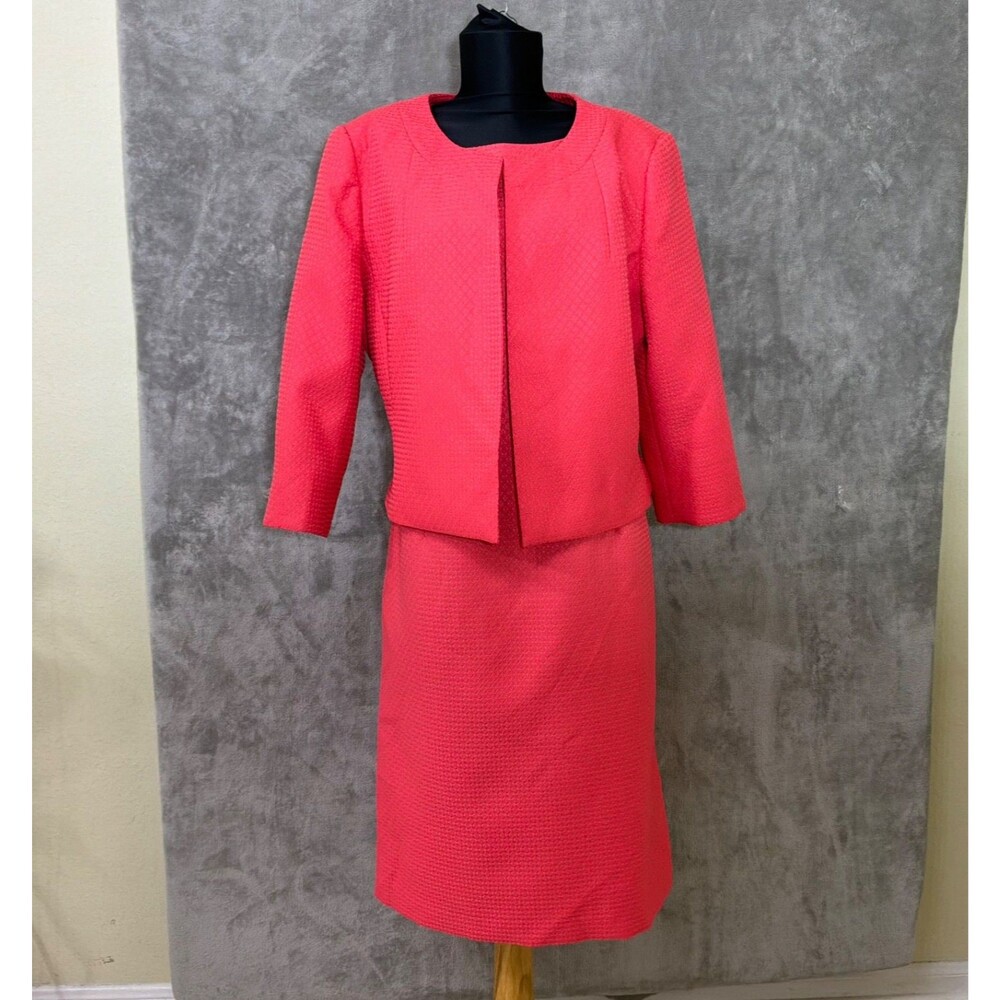 Emily 2 Pc Women's Sheath Dress With Jacket Size 18 Coral Color